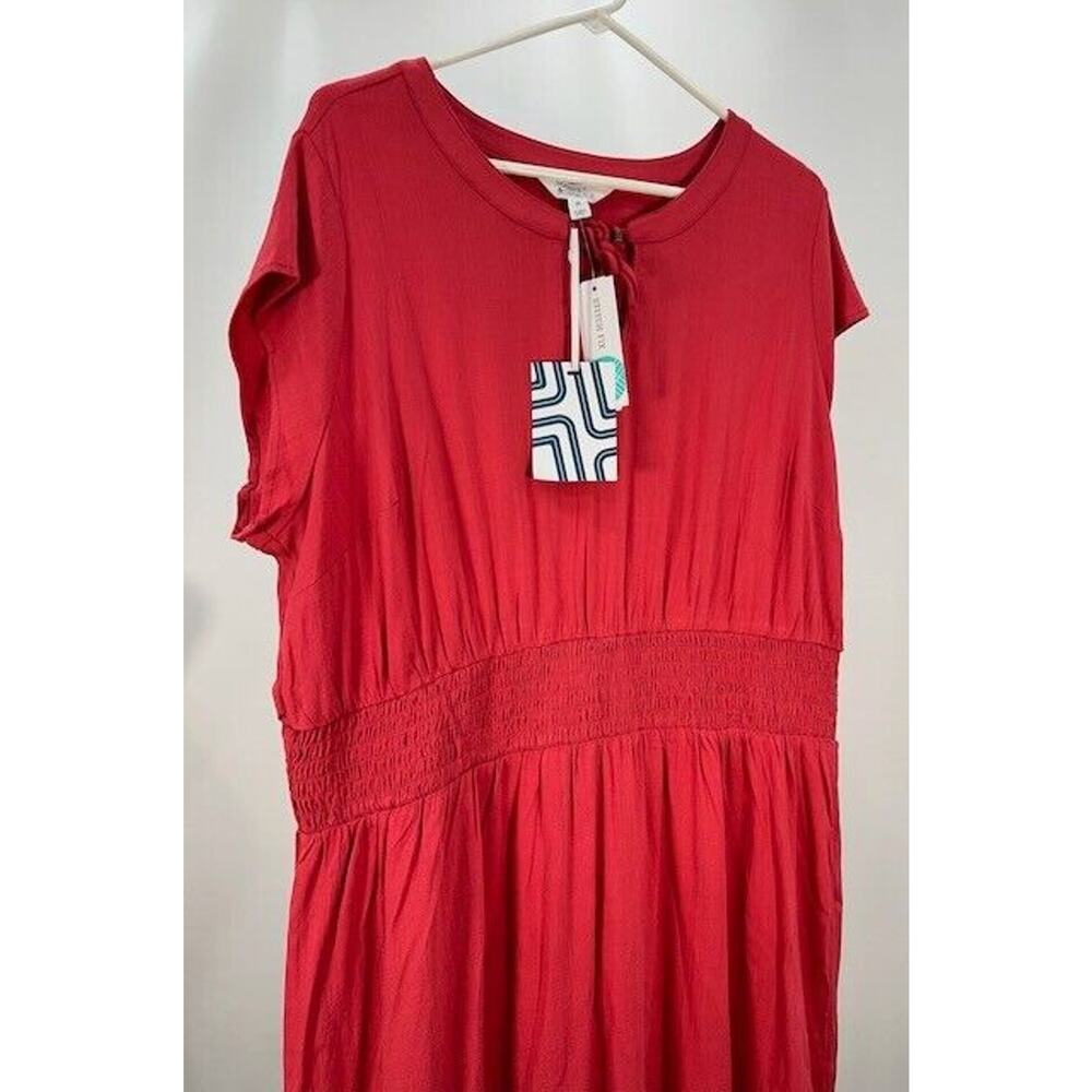 NWT Market & Spruce Neriah Smocked A-Line Dress Short Cap Sleeve Red Size 2X‎ - Picture 3 of 7